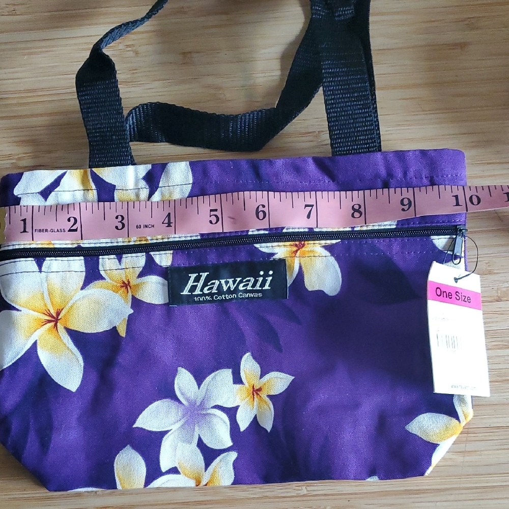 Hawaii Purple Floral Canvas Mini Tote Bag